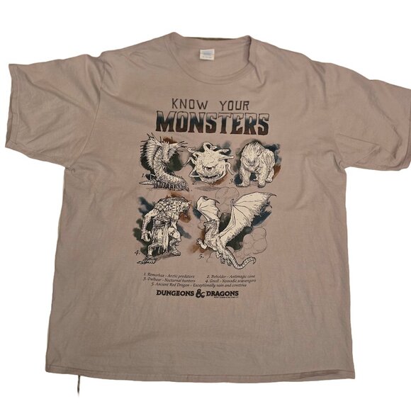 Dungeons & Dragons Know Your Monsters Graphic T-Shirt In Gray - Picture 1 of 3
